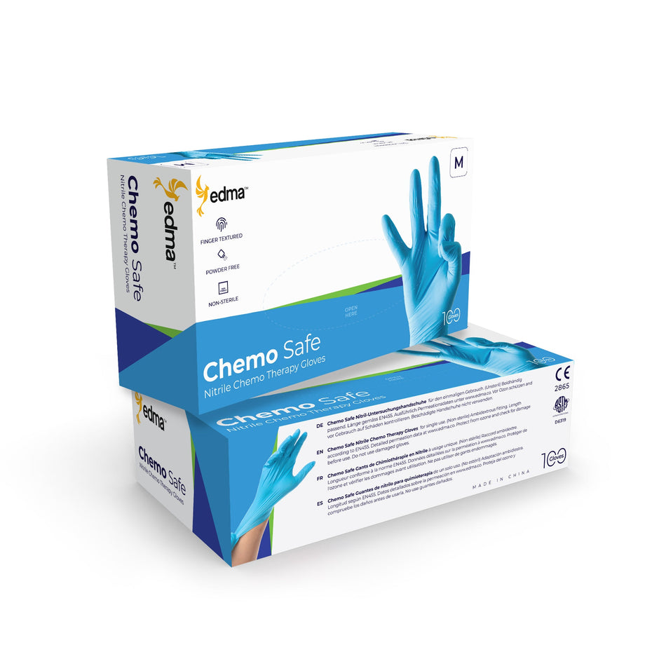 2 Boxes of Blue Chemo Safe Nitrile Chemotherapy Gloves #color_blue