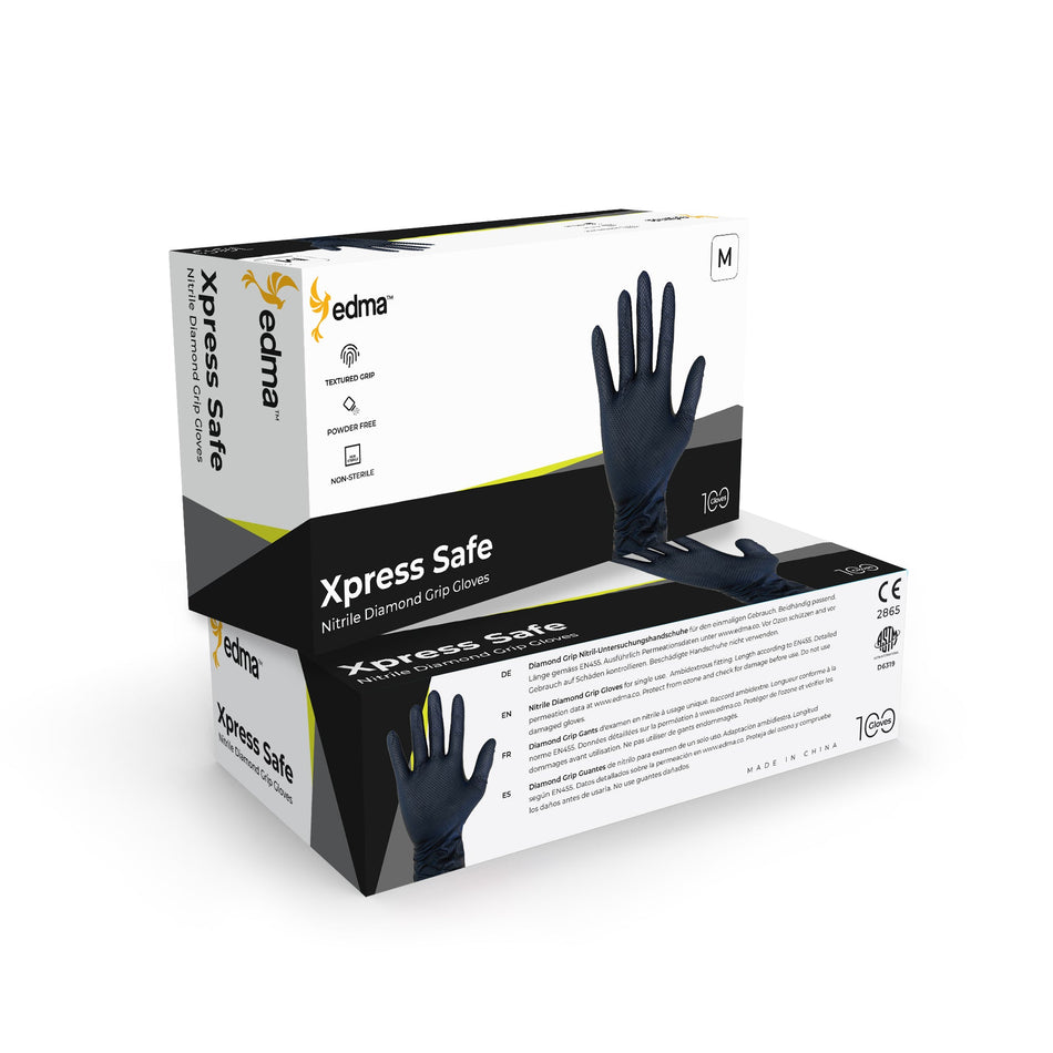 Edma Xpress Safe - Nitrile Powder Free 6 mil Disposable Gloves